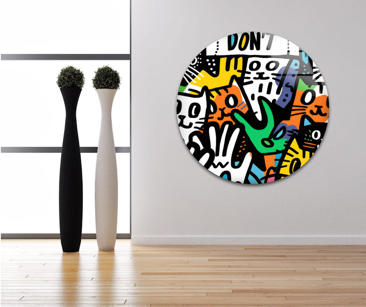 Cats in The Style of Keith Haring Glass Wall Art glass pictures for Wall, glass prints wall art
