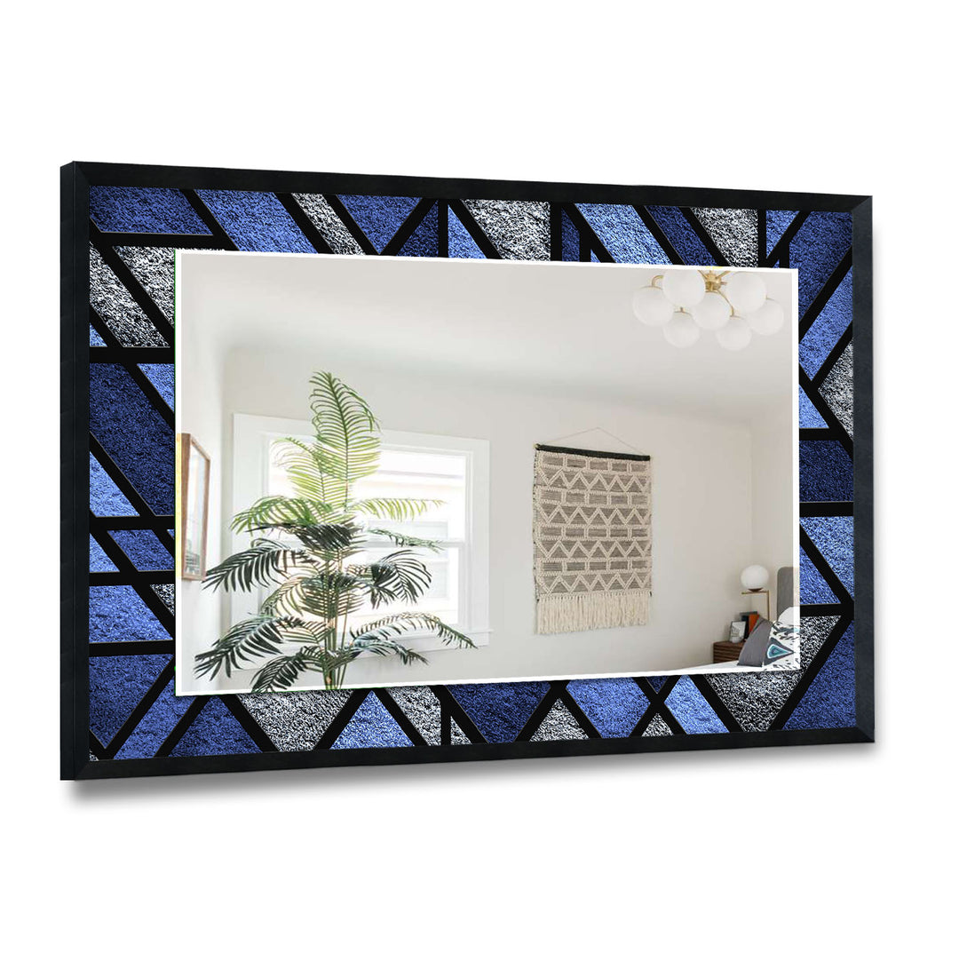 Blue Geometric Stained Wall Mirror Bathroom Mirrors
