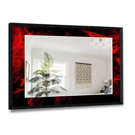 Red Smoke Abstract Wall Mirror