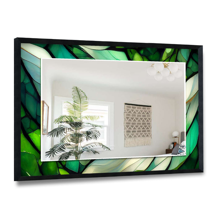 Stained Green Wall Mirror Square Mirror
