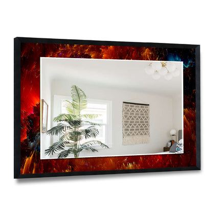 Abstract Tempered Glass Wall Mirror