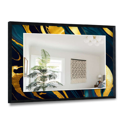 Abstract Tempered Glass Wall Mirror