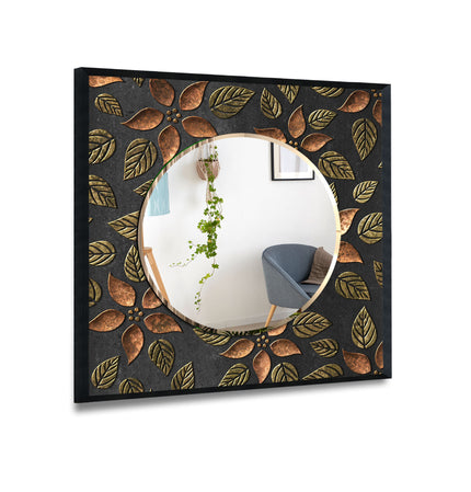 Abstract Tempered Glass Wall Mirror