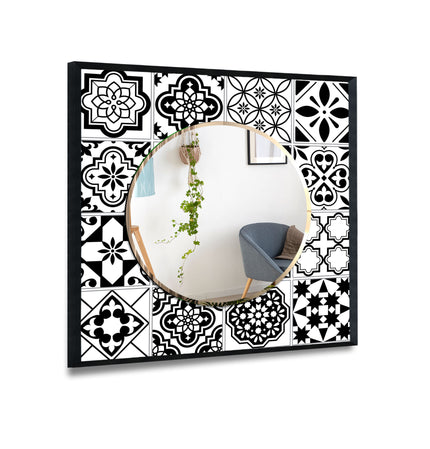 Black White Mosaic Wall Mirror