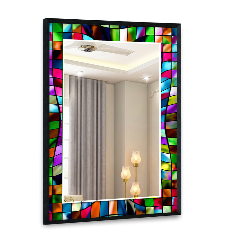 Stained Colored Blocks Wall Mirror Square Mirror
