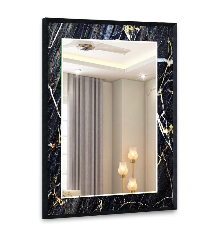 Dark Blue Marble Patterned Wall Mirror Bathroom Mirrors
