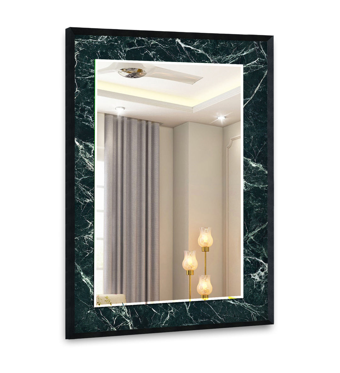 Green Marble with White Splashes Wall Mirror Bathroom Mirrors
