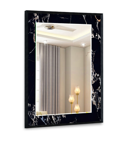 Abstract Tempered Glass Wall Mirror