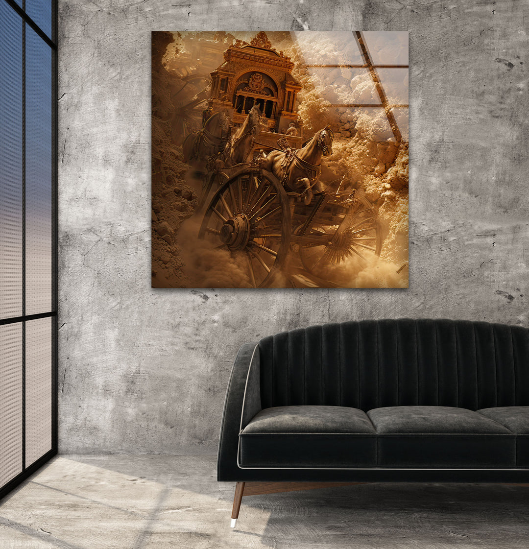 Chariots Glass Wall Art glass art painting, glass art for the Wall
