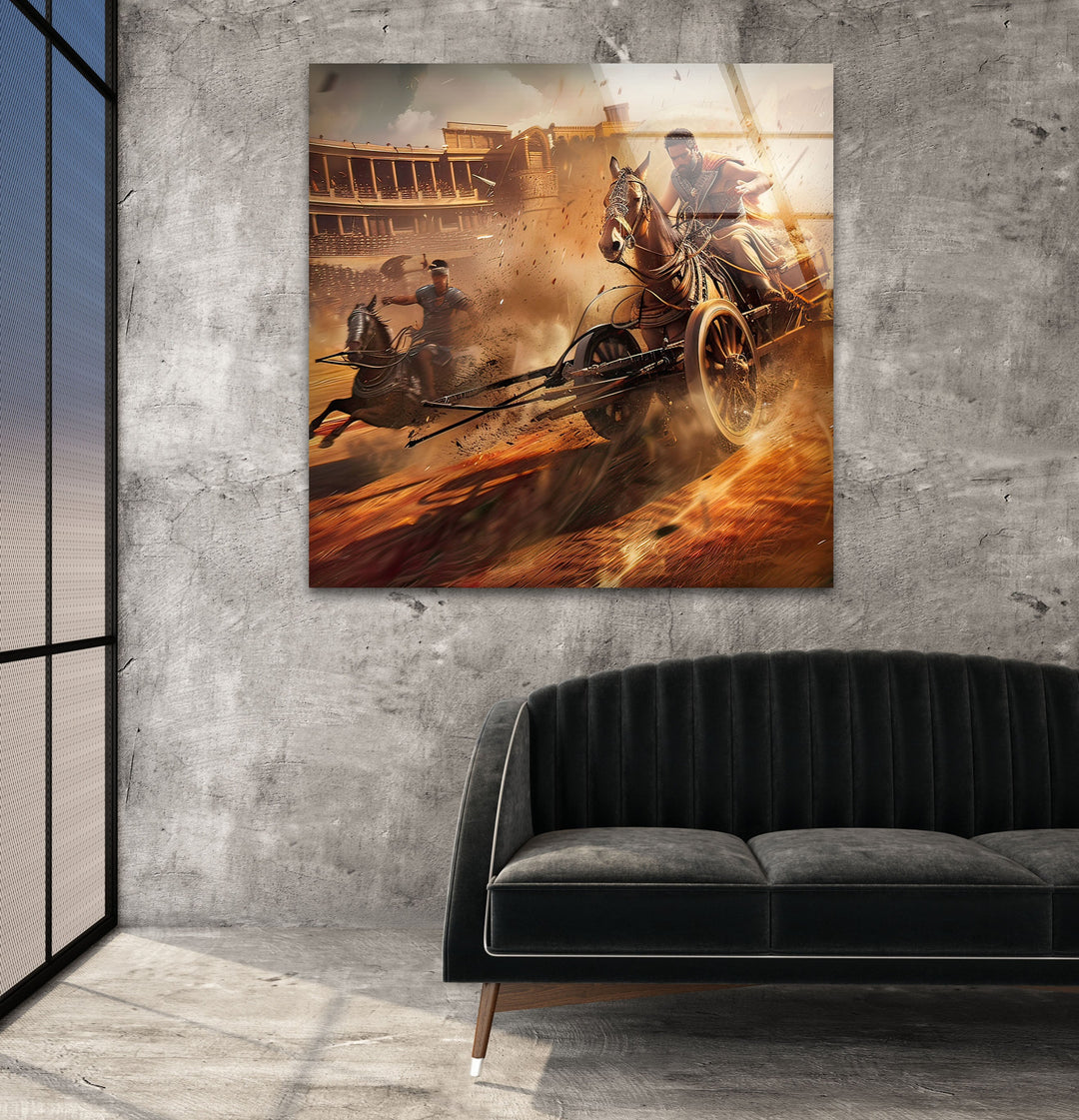 Rome Chariots Glass Wall Art print on glass, glass printed photos
