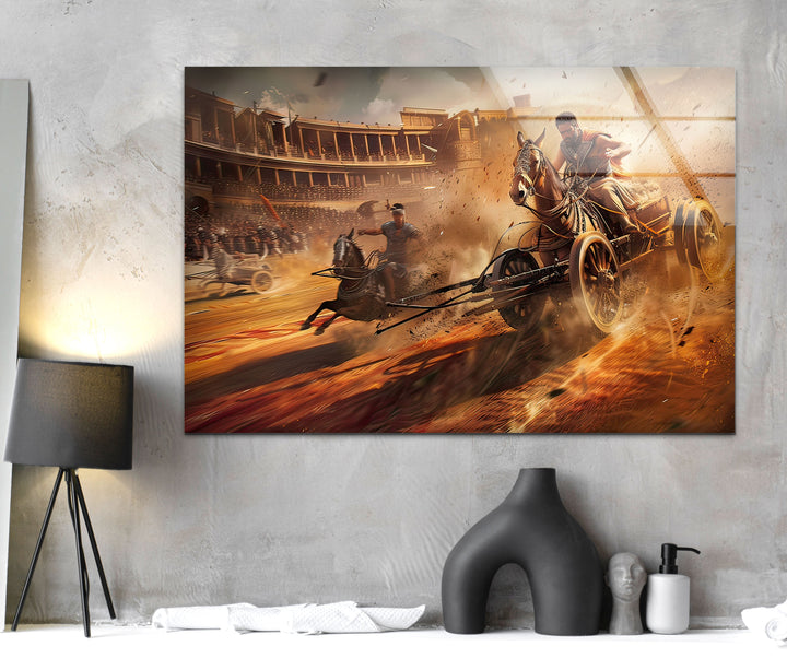 Rome Chariots Glass Wall Art photo print on glass, prints on glass wall art
