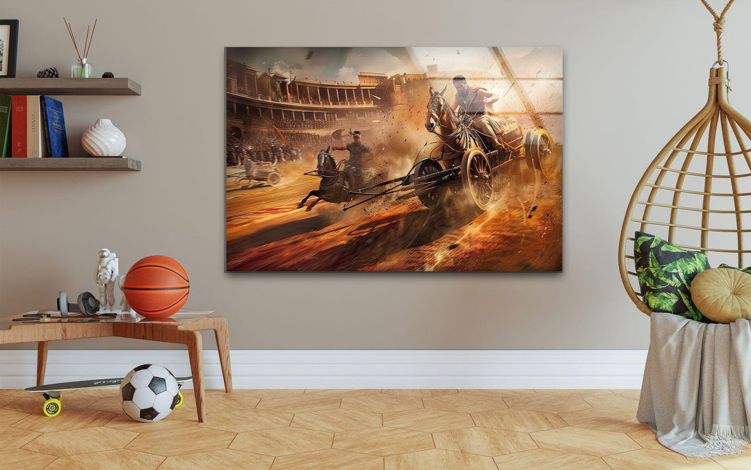 Rome Chariots Glass Wall Art large glass photo prints, glass wall photos
