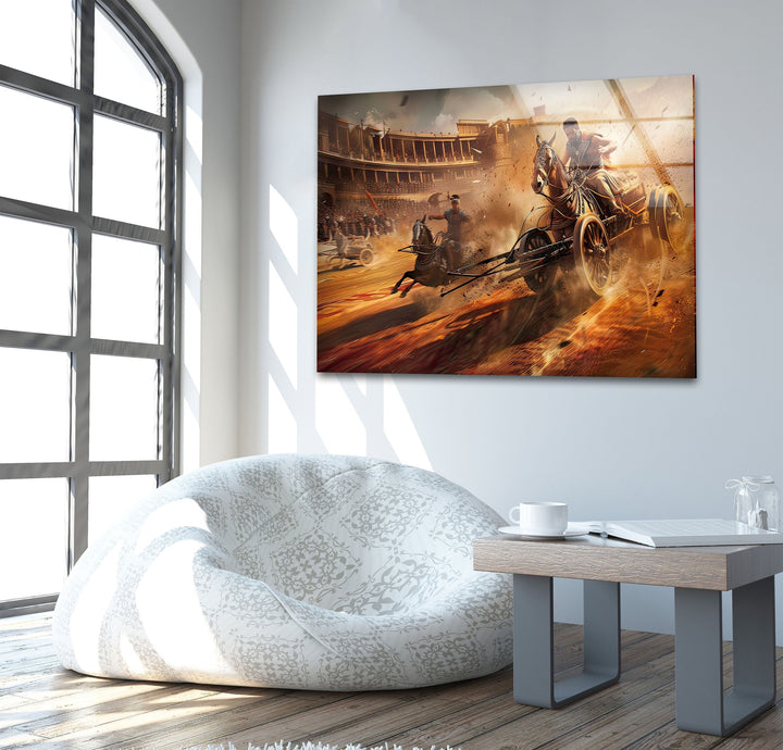 Rome Chariots Glass Wall Art custom glass photo prints, large glass prints
