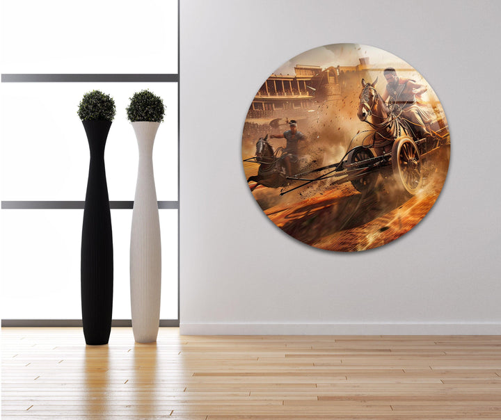 Rome Chariots Glass Wall Art picture on glass wall art, photos printed on glass
