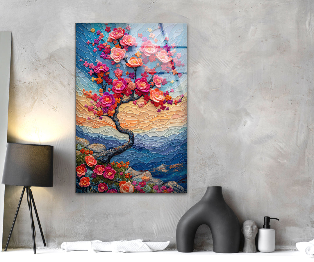 Cherry Blossom Tree Glass Wall Art glass photo prints, glass picture prints
