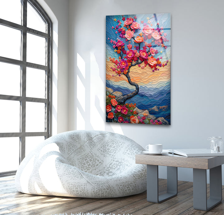 Cherry Blossom Tree Glass Wall Art glass pictures for Wall, glass prints wall art
