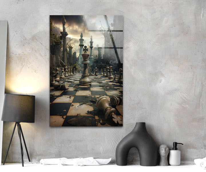 Chessboard Big Glass Wall Art custom glass pictures, glass art prints
