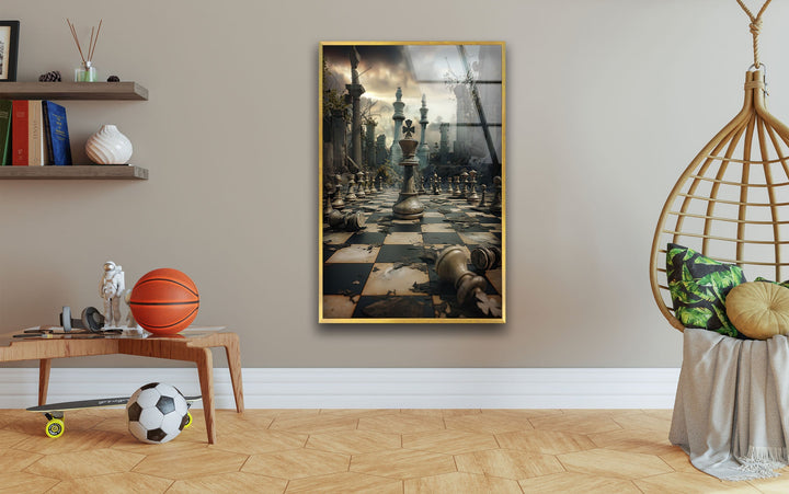 Chessboard Big Glass Wall Art photo print on glass, prints on glass wall art
