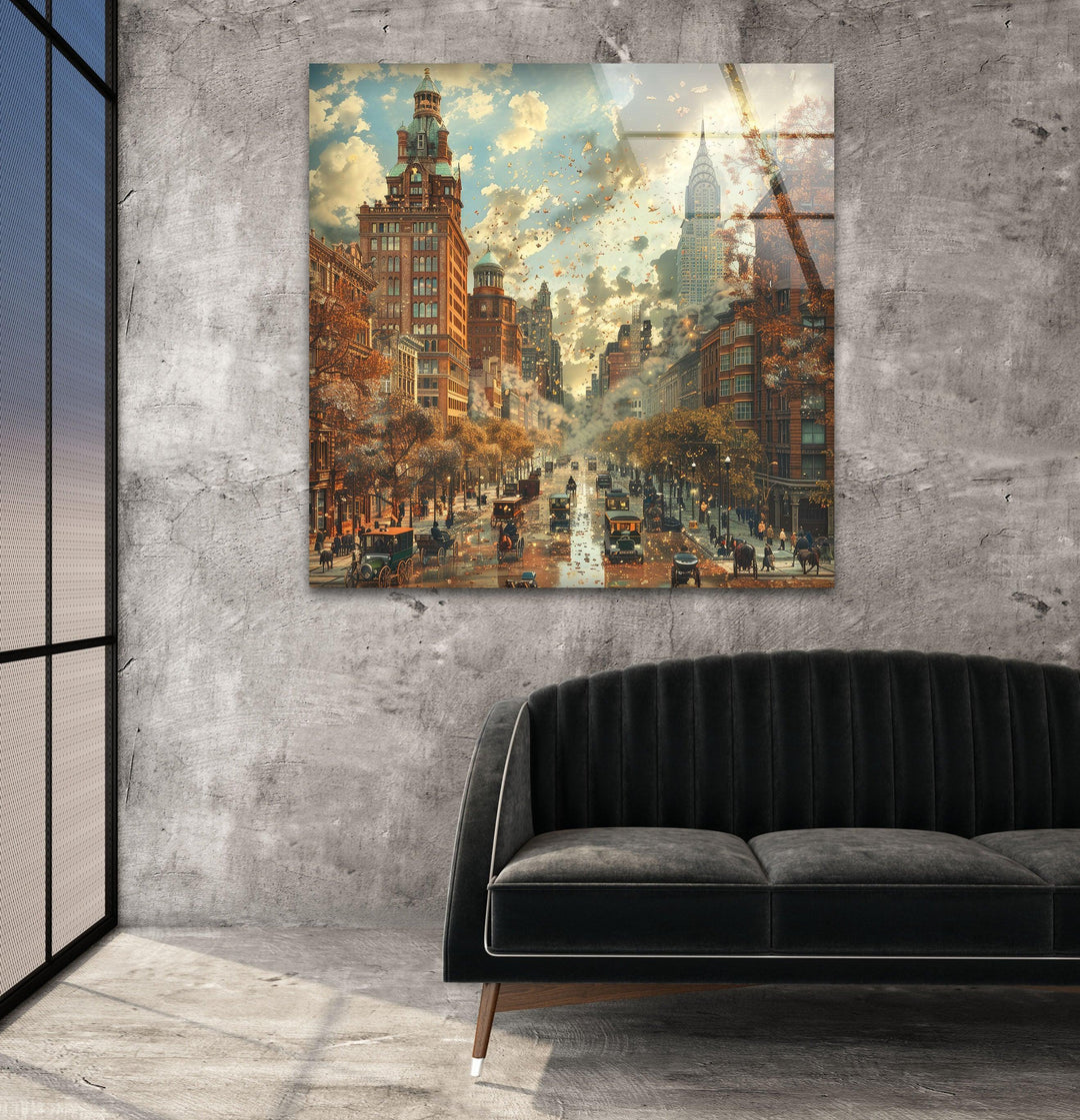 Old City Landscape Glass Wall Art print picture on glass, Tempered Glass Wall Art