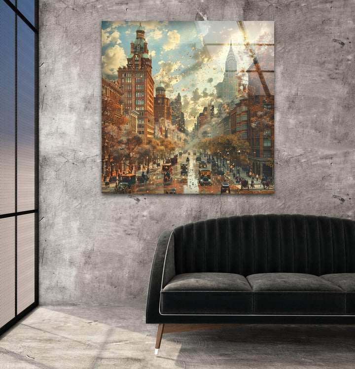 Old City Landscape Glass Wall Art print picture on glass, Tempered Glass Wall Art