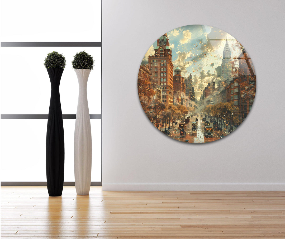 Old City Landscape Glass Wall Art print on glass, glass printed photos