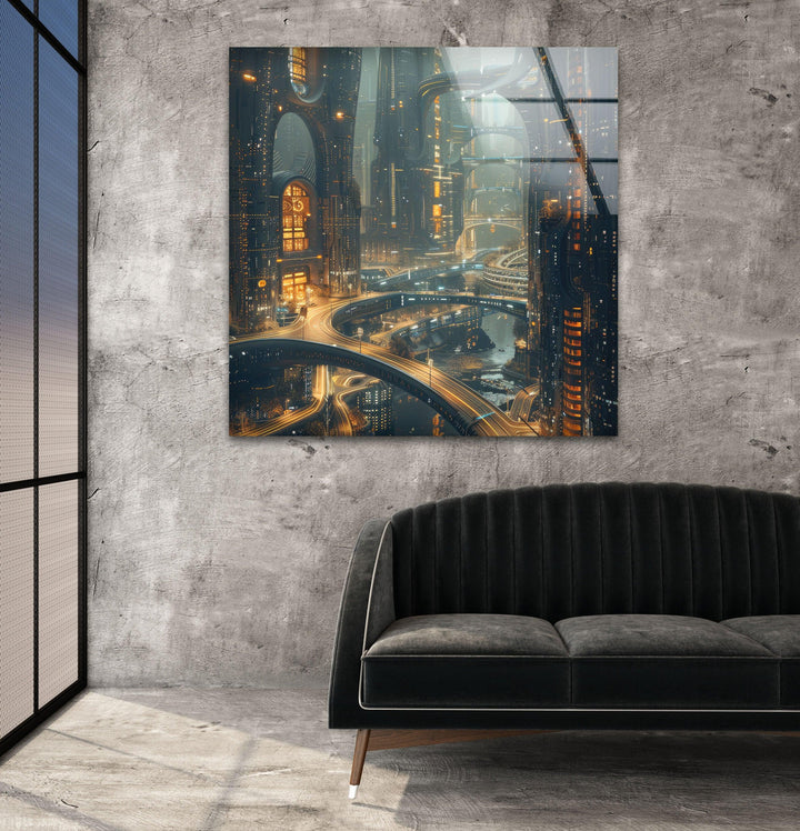 Cityscape Glass Wall Art, custom glass pictures, glass art prints