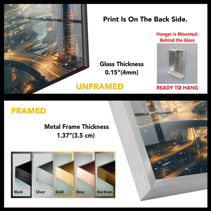 Cityscape Glass Wall Art, print on glass, glass printed photos