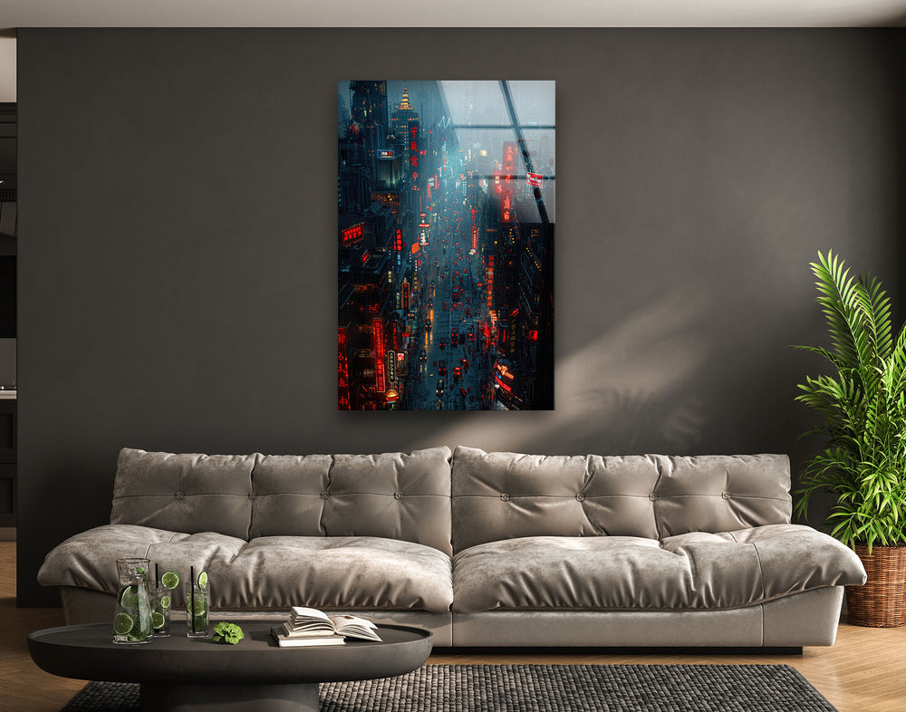 City View Glass Wall Art, glass art painting, glass art for the Wall