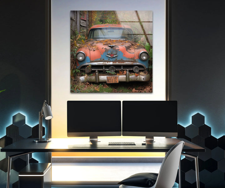 Vintage Classic Car Glass Wall Art