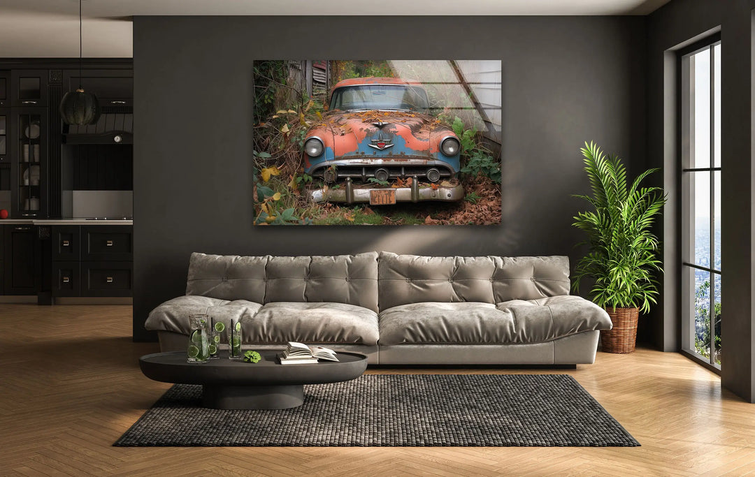 Vintage Classic Car Glass Wall Art