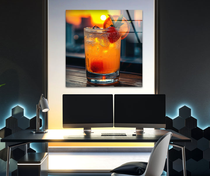 Orange Fresh Cocktail Glass Wall Art