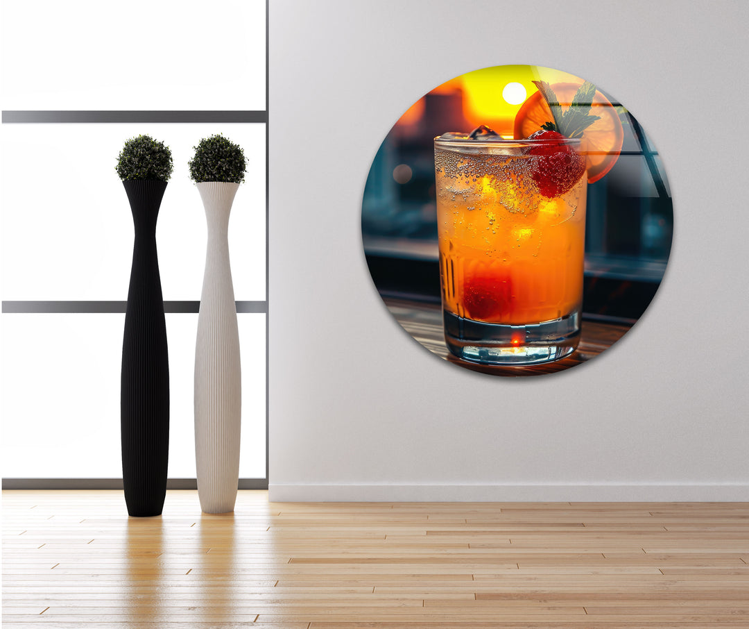 Orange Fresh Cocktail Glass Wall Art