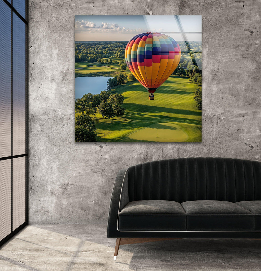 Colorful Hot Air Balloon Glass Wall Art picture on glass wall art, photos printed on glass
