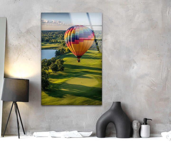 Colorful Hot Air Balloon Glass Wall Art glass art painting, glass art for the Wall
