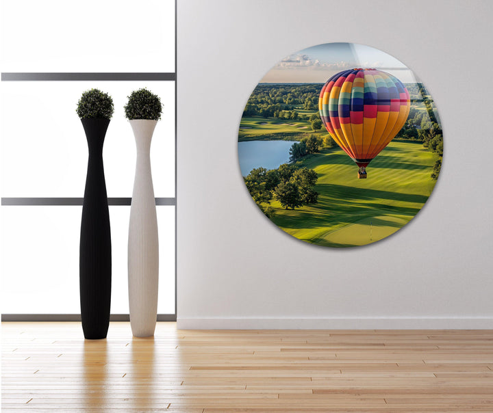 Colorful Hot Air Balloon Glass Wall Art glass photo prints, glass picture prints
