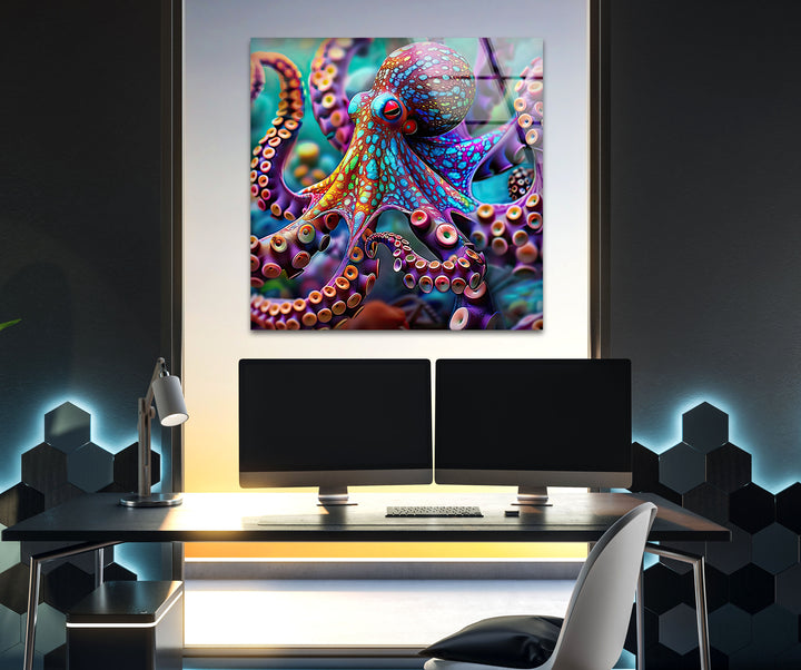 Colorful Octopus Glass Wall Art art glass wall art, glass wall art pictures
