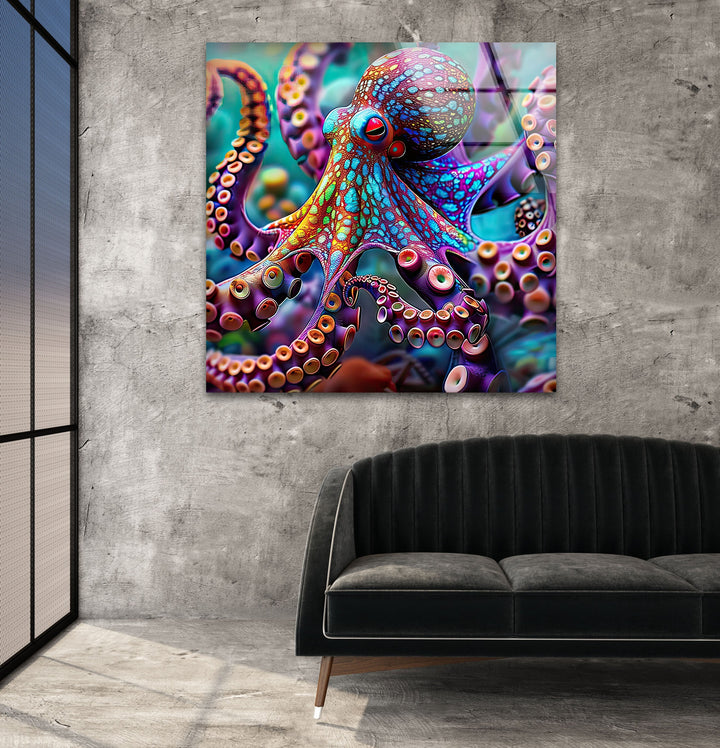 Colorful Octopus Glass Wall Art stained glass wall art, stained glass wall decor
