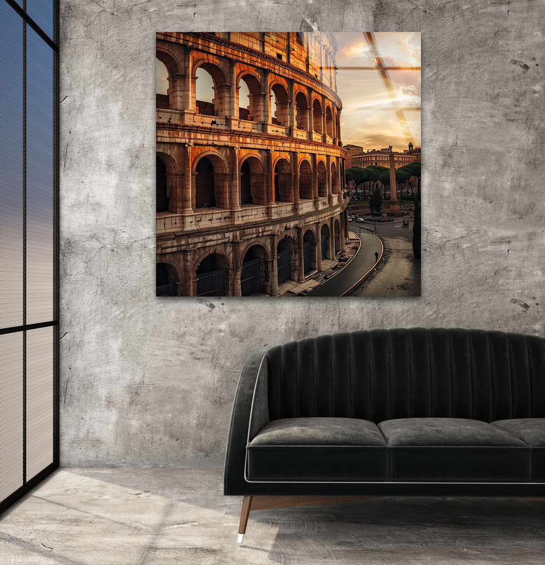 Colosseum Landscape Glass Wall Art custom glass photo prints, large glass prints
