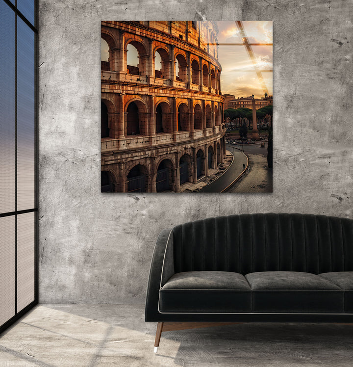 Colosseum Landscape Glass Wall Art custom glass photo prints, large glass prints
