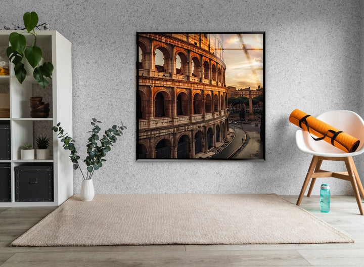 Colosseum Landscape Glass Wall Art picture on glass wall art, photos printed on glass
