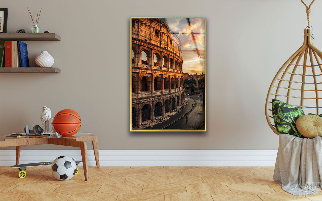 Colosseum Landscape Glass Wall Art custom glass pictures, glass art prints
