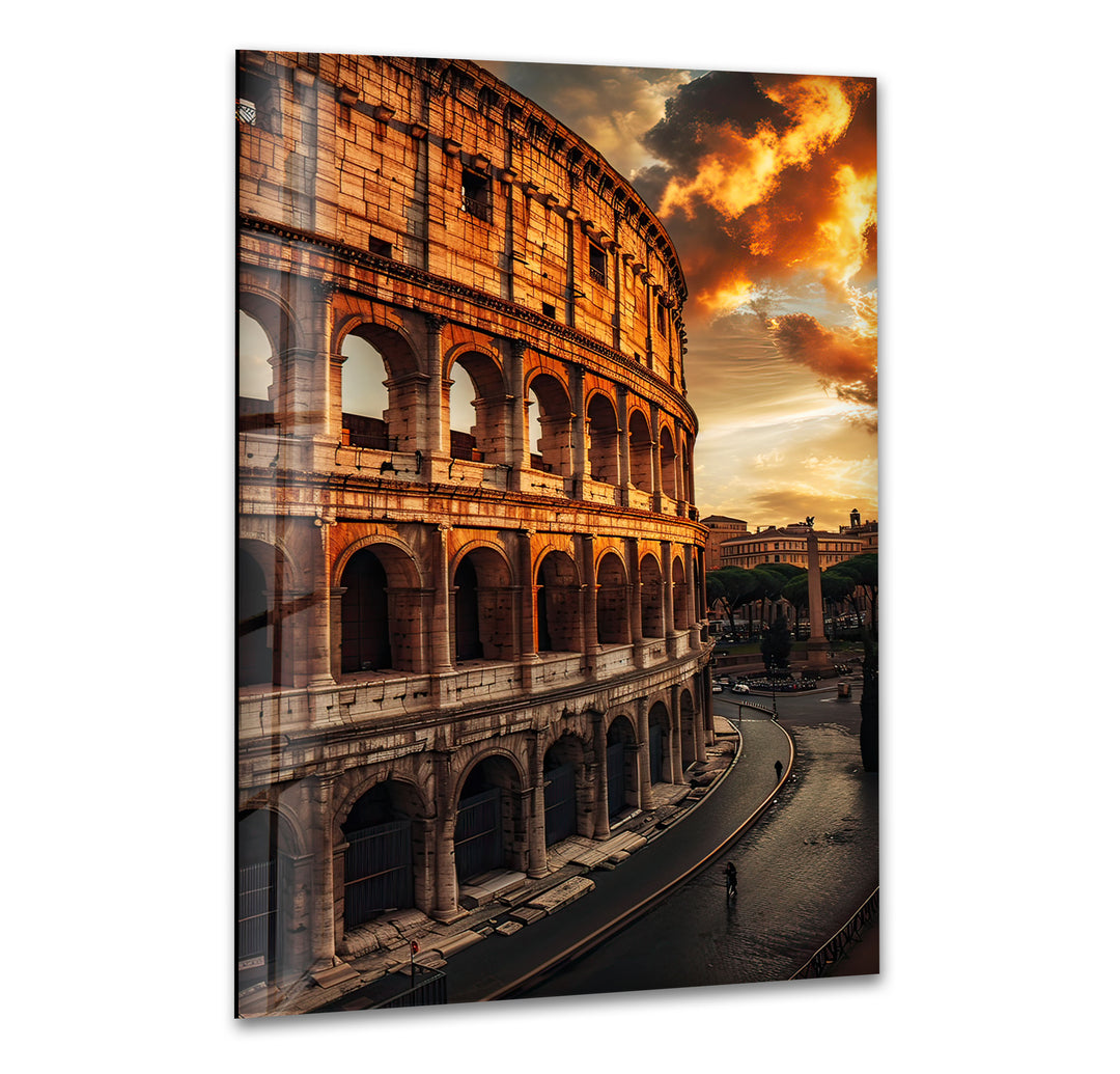 Colosseum Landscape Glass Wall Art glass art painting, glass art for the Wall
