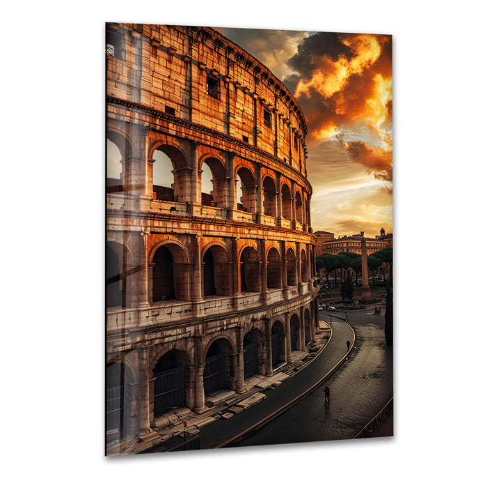 Colosseum Landscape Glass Wall Art glass art painting, glass art for the Wall
