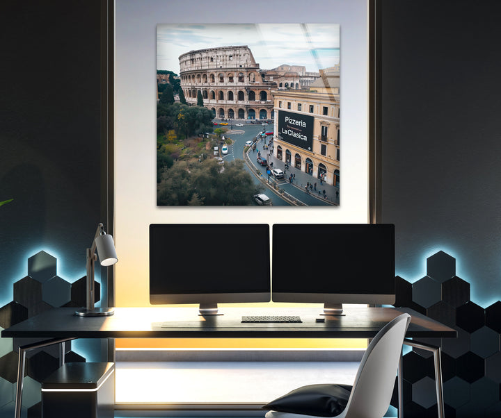 Colosseum Landscape Italy Glass Wall Art print picture on glass, Tempered Glass Wall Art
