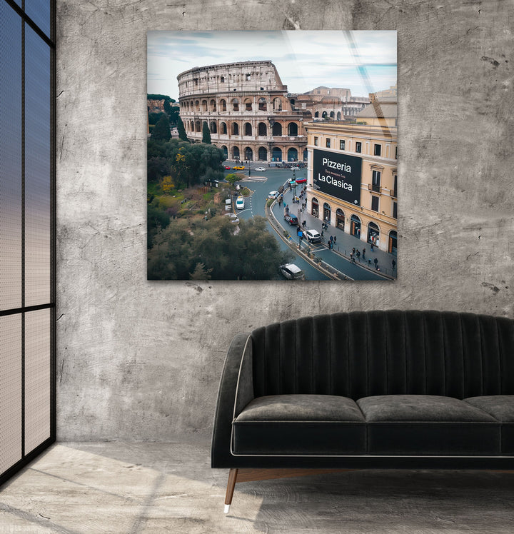 Colosseum Landscape Italy Glass Wall Art picture on glass wall art, photos printed on glass
