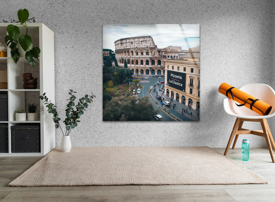 Colosseum Landscape Italy Glass Wall Art print on glass, glass printed photos
