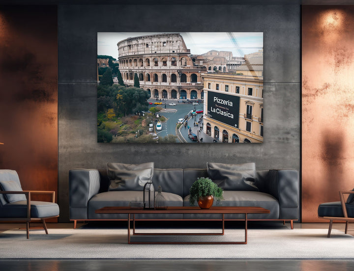 Colosseum Landscape Italy Glass Wall Art stained glass wall art, stained glass wall decor
