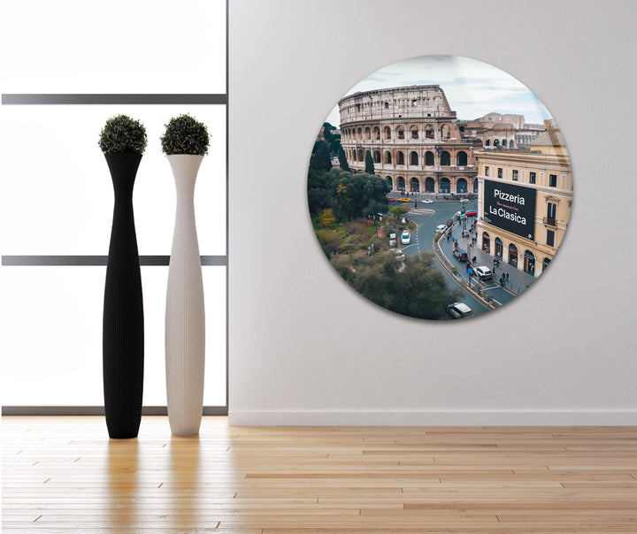 Colosseum Landscape Italy Glass Wall Art custom glass photo prints, large glass prints
