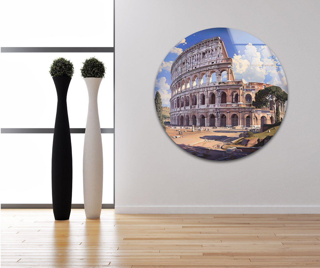 Colosseum Italy Glass Wall Art custom glass photo prints, large glass prints
