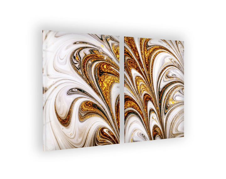 Shiny Gold Marbled Glass Wall Art, photo print on glass, prints on glass wall art